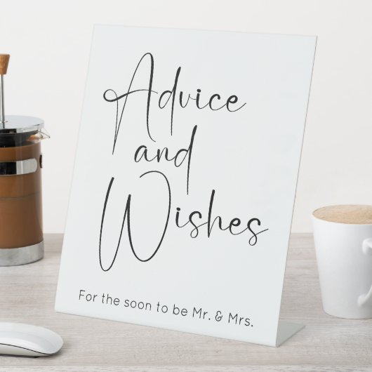 Modern Script Trouwdouche Advies en wensen Reclamebord Met Voetstuk (Insitu)