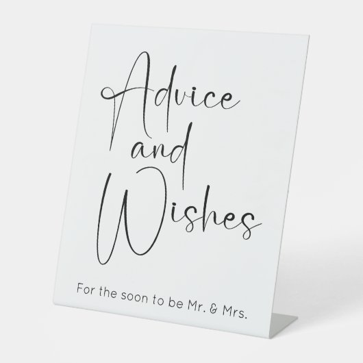 Modern Script Trouwdouche Advies en wensen Reclamebord Met Voetstuk (Voorkant)