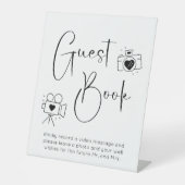 Modern Script Trouwdouche Foto Gastboek Reclamebord Met Voetstuk (Voorkant)