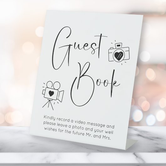 Modern Script Trouwdouche Foto Gastboek Reclamebord Met Voetstuk