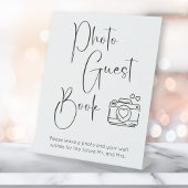 Modern Script Trouwdouche Foto Gastboek Reclamebord Met Voetstuk