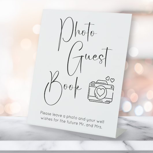 Modern Script Trouwdouche Foto Gastboek Reclamebord Met Voetstuk