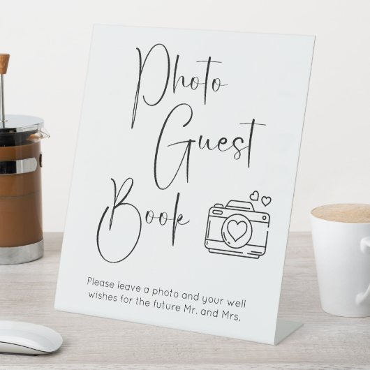 Modern Script Trouwdouche Foto Gastboek Reclamebord Met Voetstuk (Insitu)