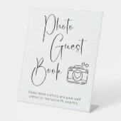 Modern Script Trouwdouche Foto Gastboek Reclamebord Met Voetstuk (Voorkant)
