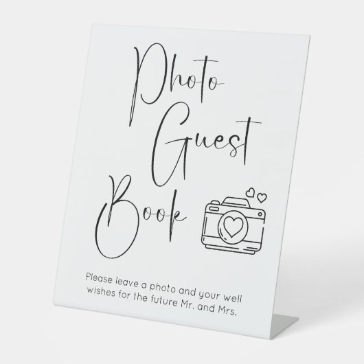 Modern Script Trouwdouche Foto Gastboek Reclamebord Met Voetstuk (Voorkant)