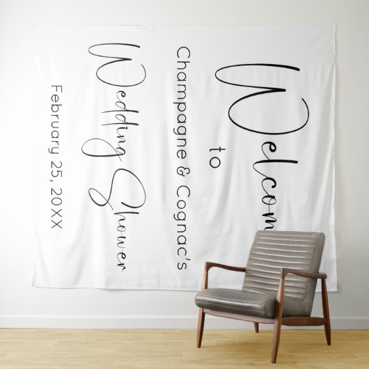 Modern Script Trouwdouche Welkom achtergrond Wandkleed (In Situ (horizontaal))