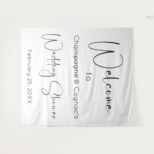 Modern Script Trouwdouche Welkom achtergrond Wandkleed (Voorkant (horizontaal))