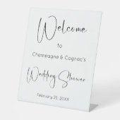 Modern Script Trouwdouche Welkom Reclamebord Met Voetstuk (Voorkant)