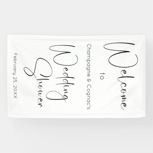 Modern Script Trouwdouche Welkom Spandoek (Horizontaal)