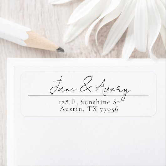 Modern Script Trouwkoppel Retouradres Label (Insitu)
