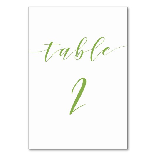 Modern script trouwtafel nummer kaart 2 (Voorkant)