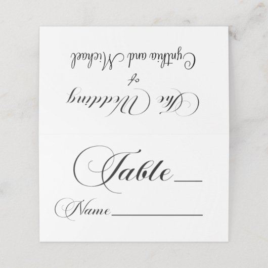 Modern Script Trouwtafelnummer Plaatskaartje (Buitenkant ongevouwen)