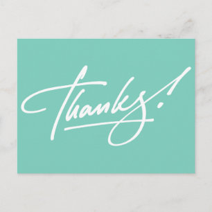 Modern script turquoise bedankkaart briefkaart