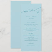 Modern Script Turquoise Trouwmenu Menu (Voorkant / Achterkant)