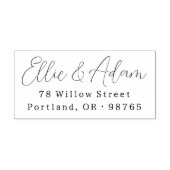 Modern script twee namen koppels terug adres rubberstempel (Afrduk)
