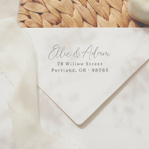 Modern script twee namen koppels terug adres rubberstempel