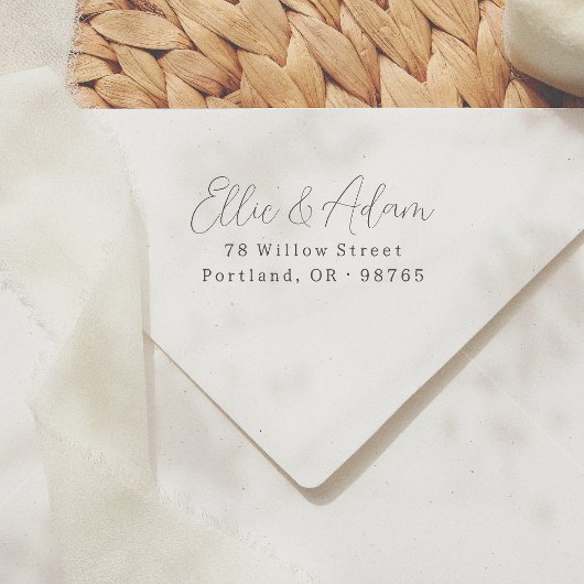 Modern script twee namen koppels terug adres rubberstempel