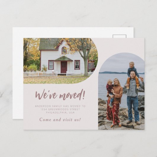 Modern Script Two Arch Photo We hebben Pastel verp Aankondigingskaart (Voorkant / Achterkant)