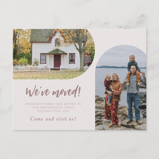 Modern Script Two Arch Photo We hebben Pastel verp Aankondigingskaart (Voorkant)