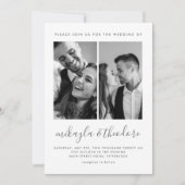 Modern Script Two Photo Wedding Invitation Kaart (Voorkant)