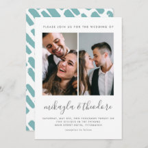 Modern Script Two Photo Wedding Invitation