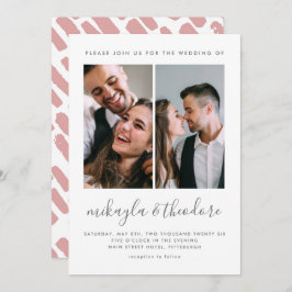 Modern Script Two Photo Wedding Invitation Kaart