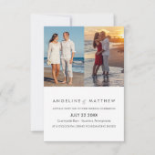 Modern Script Two Photo Wedding Invitation Kaart (Voorkant)
