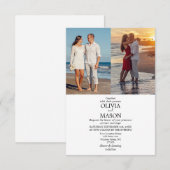 Modern Script Two Photo Wedding Invitation Kaart (Voorkant / Achterkant)