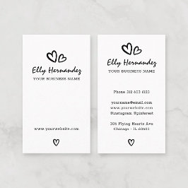 Modern Script Typewriter Harten Zwart Verticaal Visitekaartje