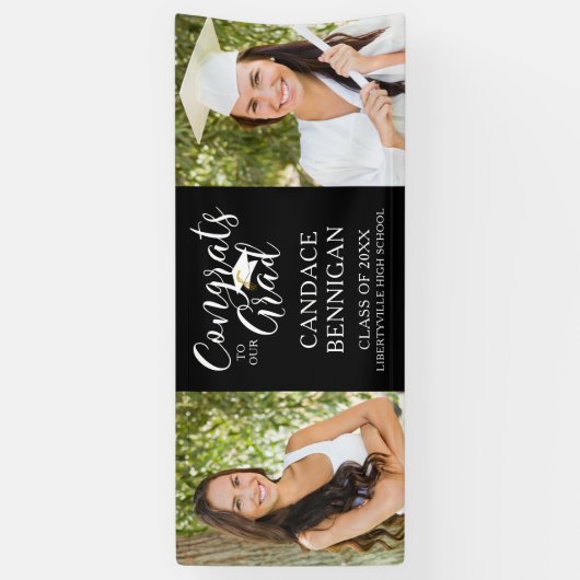 Modern Script Typografie CONGRATS AFSTUDEERDER Fot Spandoek (Verticaal)