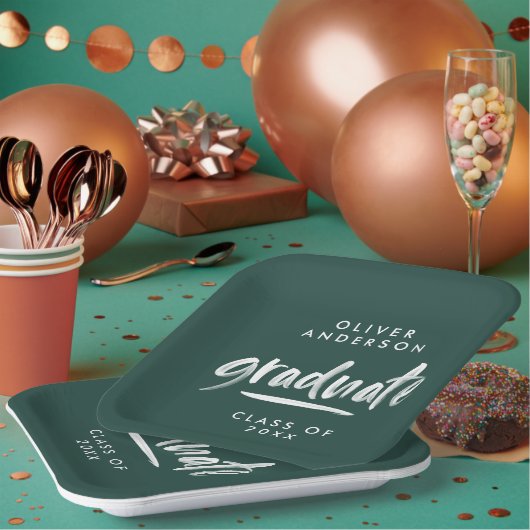 Modern script typografie groen afstuderen papieren bordje (Multi)