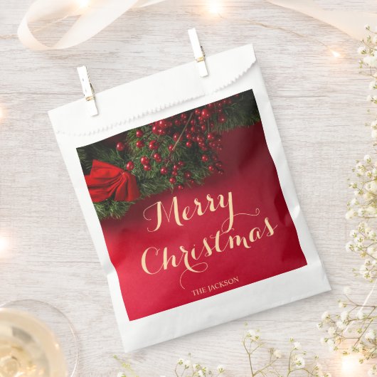 Modern Script Typografie Red Merry Christmas Bedankzakje (Geknipt)