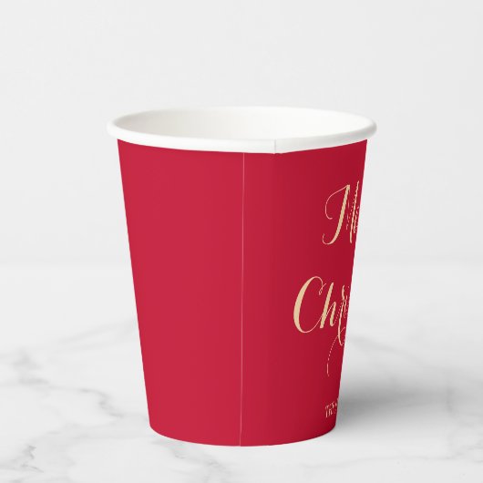 Modern Script Typografie Red Merry Christmas Papieren Bekers (Rechts)
