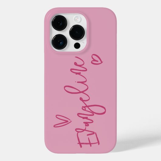 Modern script typografie roze meisjeshart elegant Case-Mate iPhone case (Achterkant)