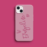 Modern script typografie roze meisjeshart elegant Case-Mate iPhone 14 pro hoesje<br><div class="desc">Moderne minimale hart typografie script roze girly elegante eenvoudige unieke gepersonaliseerde telefoon case ontwerp.</div>