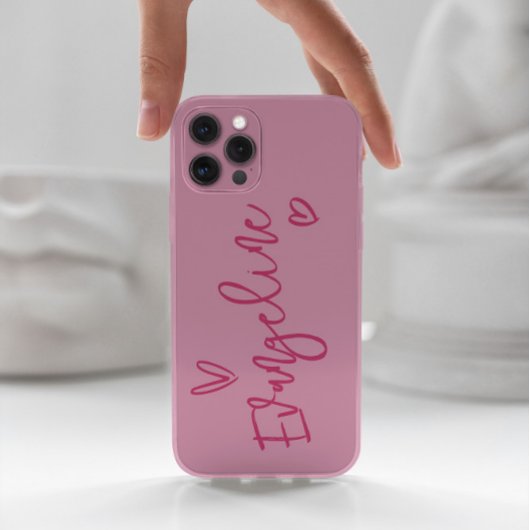 Modern script typografie roze meisjeshart elegant Case-Mate iPhone case