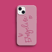 Modern script typografie roze meisjeshart elegant Case-Mate iPhone case