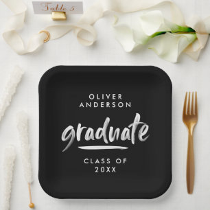 Modern script typografie zwart afstuderen papieren bordje