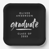 Modern script typografie zwart afstuderen papieren bordje (Voorkant)