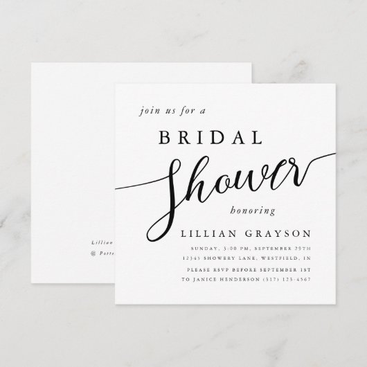 Modern Script Typografie Zwart Wit Vrijgezellenfee Kaart (Voorkant / Achterkant)