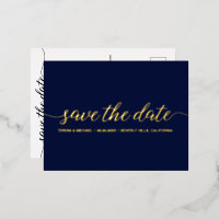 Modern Script Typography Blue Gold Wedding