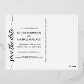 Modern Script Typography Blue Gold Wedding Folie Uitnodiging Briefkaart (Achterkant)
