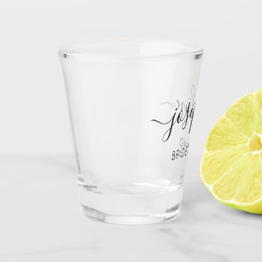 Modern Script Typography Bridesmaid Personalized Shot Glas (Links)