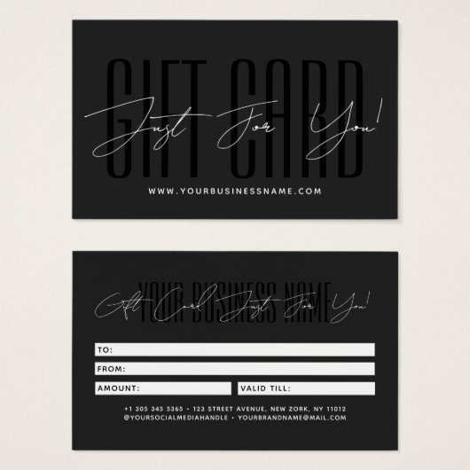 Modern script typography business gift card  visitekaartje (Voorkant /achterkant)