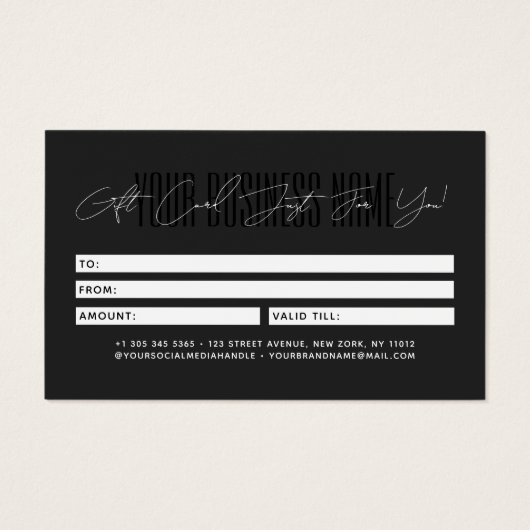 Modern script typography business gift card visitekaartje (Achterkant)