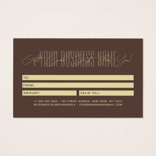 Modern script typography business gift card visitekaartje (Achterkant)