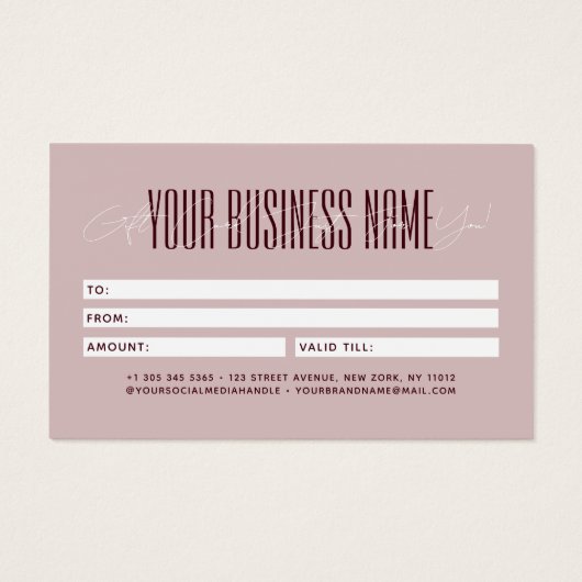 Modern script typography business gift card  visitekaartje (Achterkant)