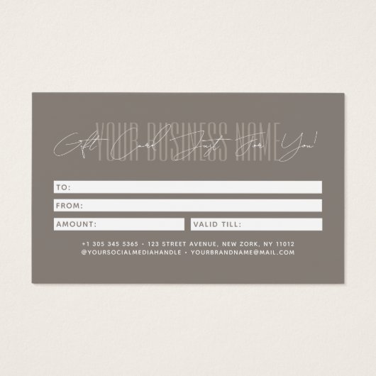 Modern script typography business gift card visitekaartje (Achterkant)