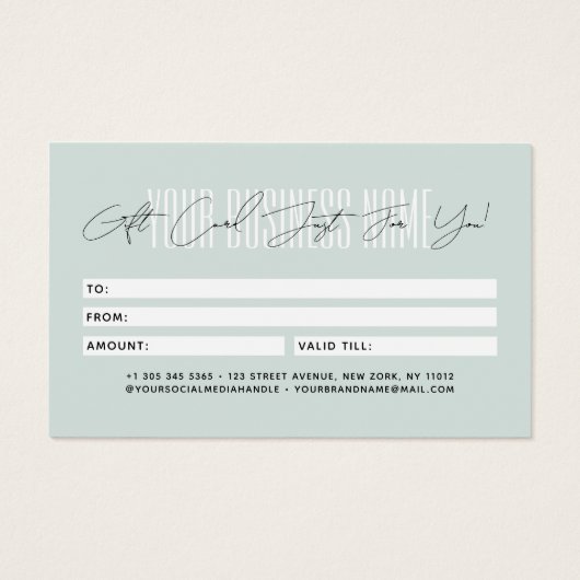 Modern script typography business gift card  visitekaartje (Achterkant)