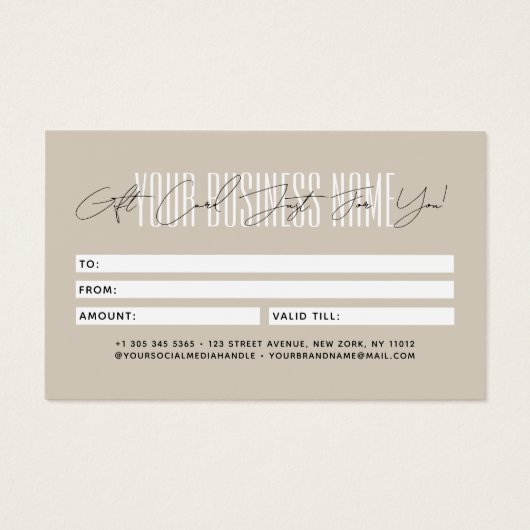 Modern script typography business gift card visitekaartje (Achterkant)